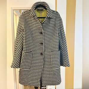 Max Mara Weekend Houndstooth Black and White Wool Women's Oversized Coat size 6